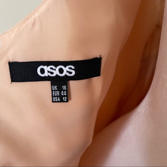 ASOS embellished stone style neckline sleeveless beige shift - Picture 5 of 9
